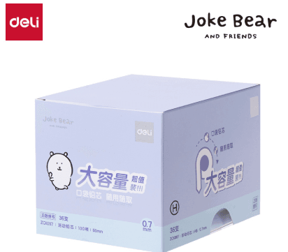 DELI 농담곰 ZCX007 대용량 샤프심 100개입 HB 0.7mm·60mm 혼합