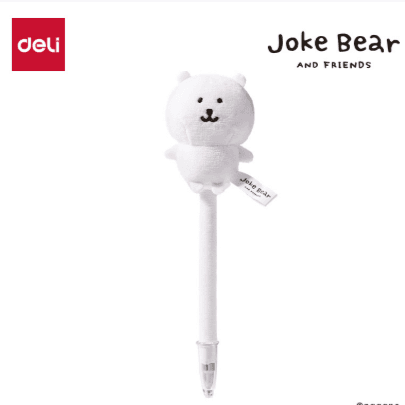 DELI 농담곰 ZCX010 봉제 머리 장식 캡형 중성펜 0.5mm 검정