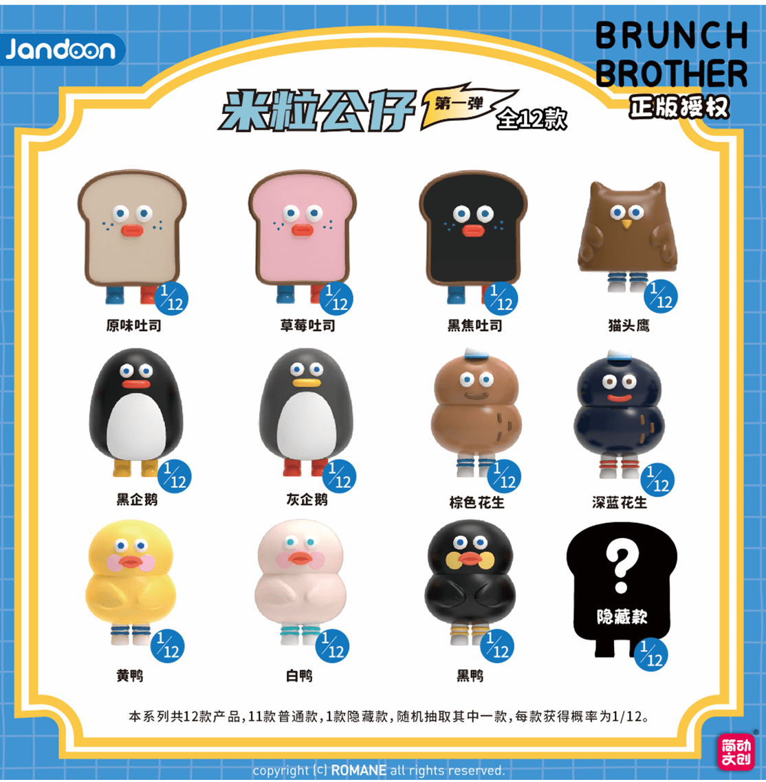 JANDOON 토스트 브라더스 시리즈미니 피규어Vol.1 블라인드박스