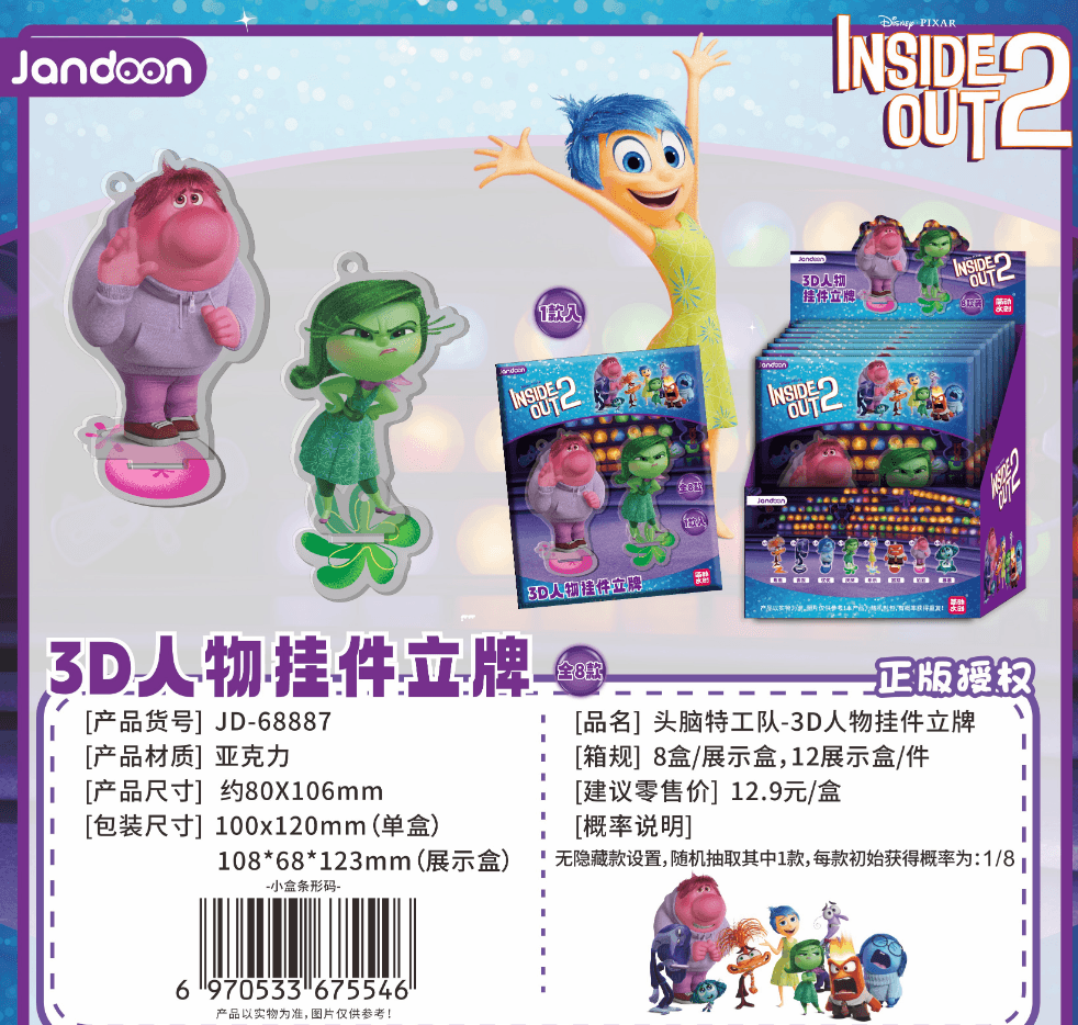 JANDOON 디즈니 인사이드 아웃 3D 캐릭터키링스탠드 블라인드박스