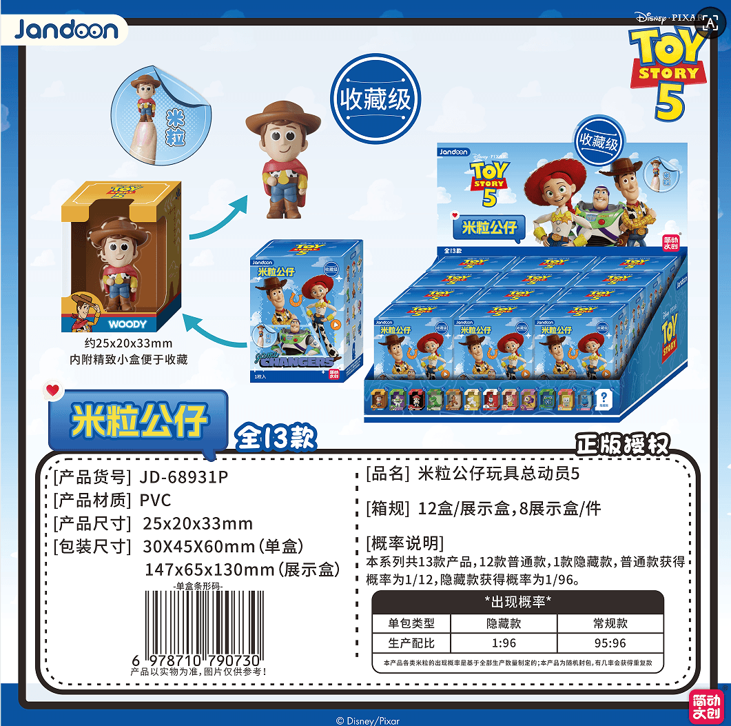 JANDOON 디즈니 미니 피규어토이 스토리 5 블라인드박스