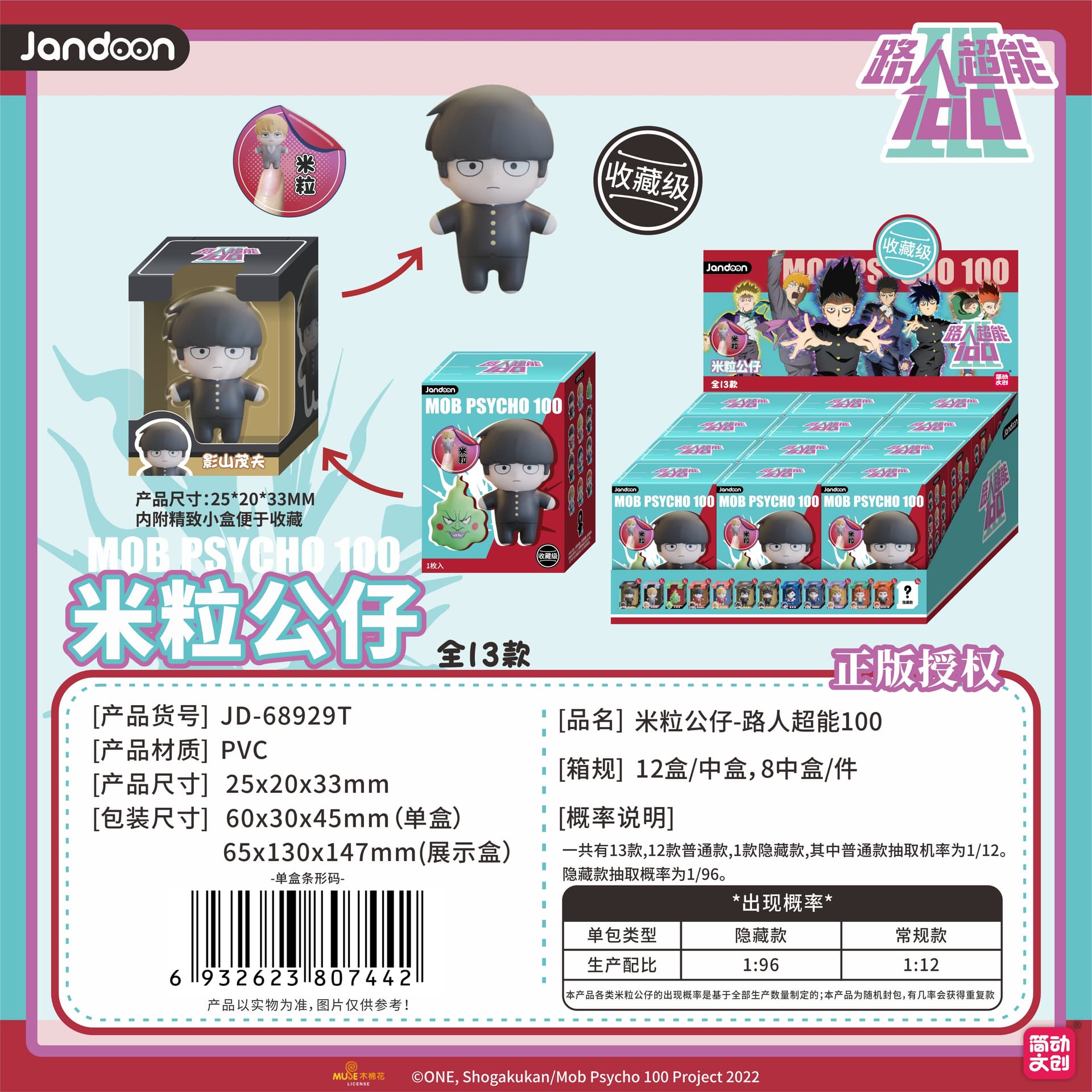 JANDOON 모브사이코 100 쌀알 피규어 블라인드 박스