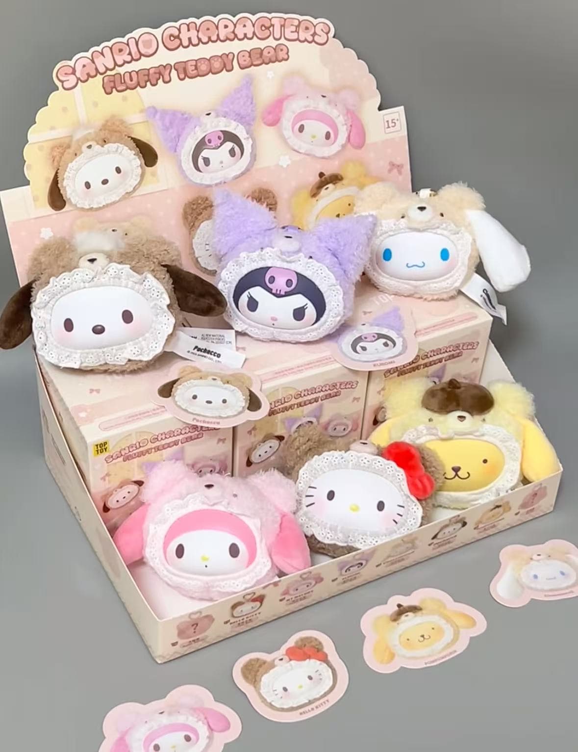 TOPTOY 산리오 캐릭터즈 Fluffy Teddy Bear 시리즈 플러시 펜던트 블라인드박스三丽鸥家族绒绒小熊系列毛绒盲盒(混)