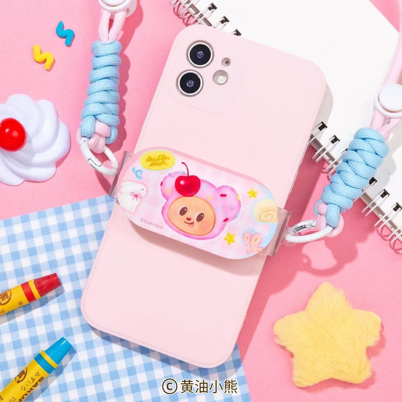 WADOLL 버터 베어 케이크 휴대폰 그립 홀더
